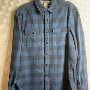 H&M L.O.G.G. Men's Blue and Black Plaid Flannel Button Down Shirt